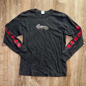 Black Choppers Long Sleeve Shirt with Red Heart Accents
